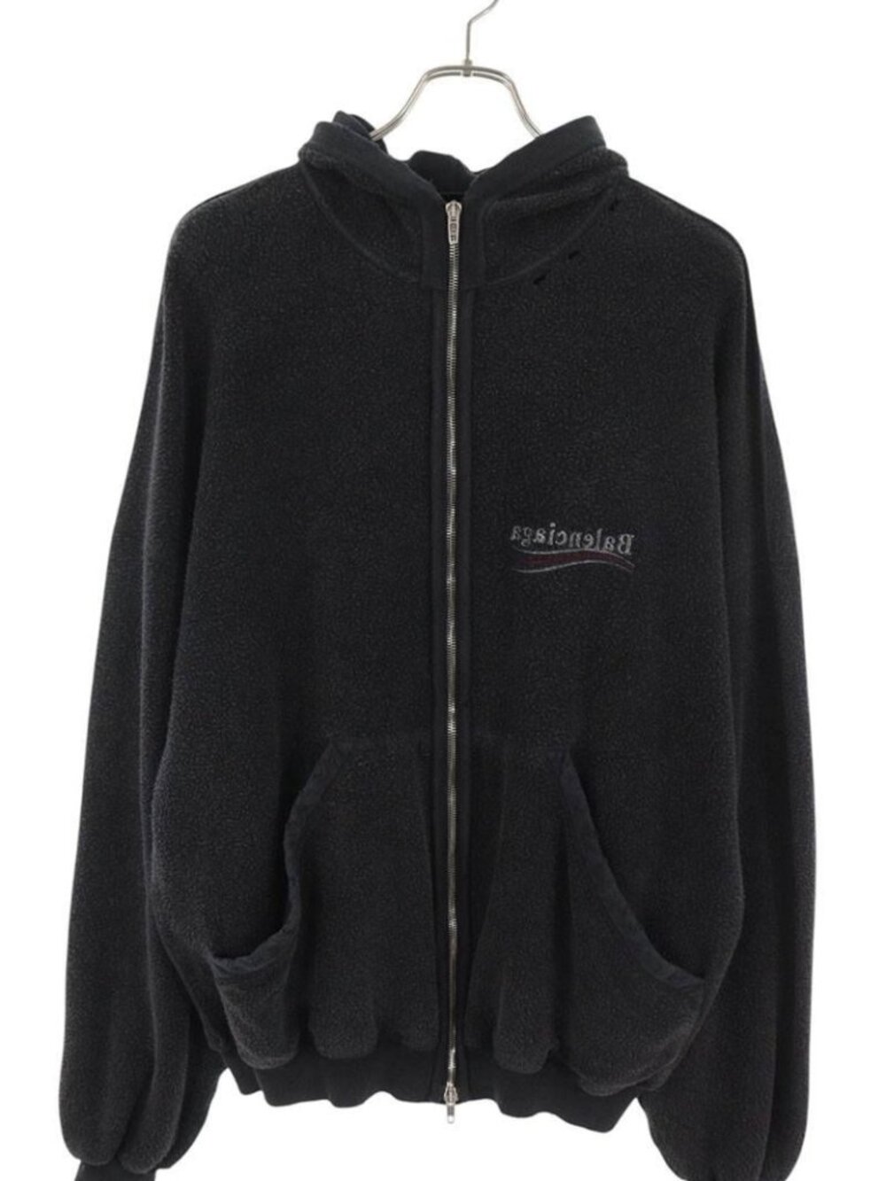 Balenciaga Tsvf Distressed Inside Out Logo Embroidery Zip Up Hoodie
